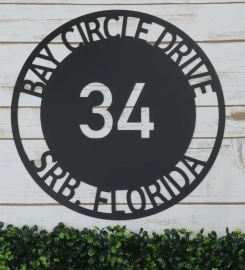 Bold Circle Address Personalized Family Name, Metal Monogram Sign, Door