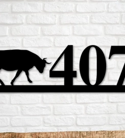 Bull Sign, Bull Address Sign, Farm Animal Numbers, Farm Address Sign