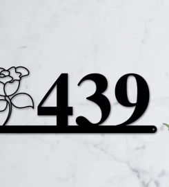 Carnation Sign, Carnation Address Sign, Flower House Numbers Custom Name Metal