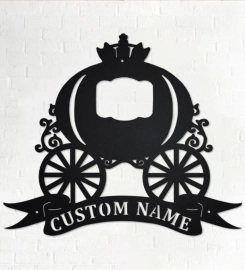 Custom Carriage Metal Wall Art, Personalized Carriage Name Sign Decoration