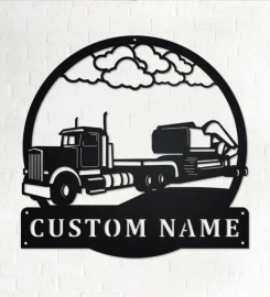 Custom Semi Excavator Truck Metal Wall Art, Personalized Truck Driver