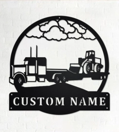 Custom Semi Loader Truck Metal Wall Art, Personalized Truck Driver Name Sign