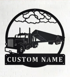 Custom Super B Grain Truck Metal Wall Art, Personalized Truck Driver Name Sign