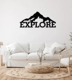 Explore Mountains Metal Art Wall Decor, Cut Wall Hanging, Home Decoration, Home Gift