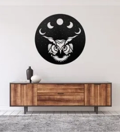 Moon Owl-Metal Art, Metal Sign Wall Decor, Metal Sign Outdoor, Indoor