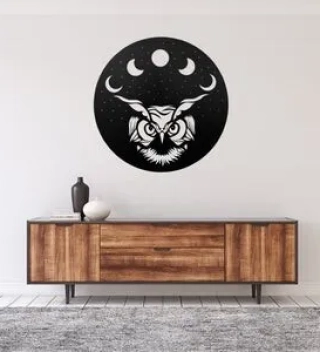 Moon Owl-Metal Art, Metal Sign Wall Decor, Metal Sign Outdoor, Indoor