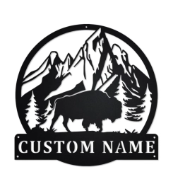 Personalized Bison Metal Sign, Bison Metal Wall Art, Bison Metal Sign