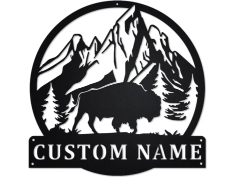 Personalized Bison Metal Sign, Bison Metal Wall Art, Bison Metal Sign