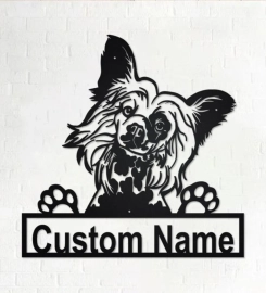 Personalized Chinese Crested Metal Sign, Chinese Crested Metal Wall Art