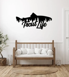 Trout Life Fish Design Metal Art Wall Decor, Cut Wall Hanging, Home Decoration, Home Gift